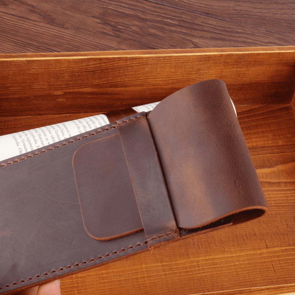 Flat Leather Pencil Bag