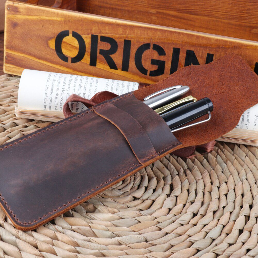 Flat Leather Pencil Bag