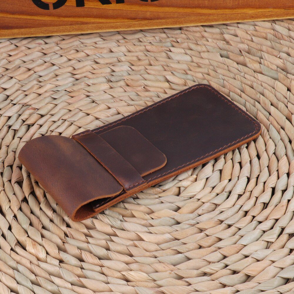 Flat Leather Pencil Bag