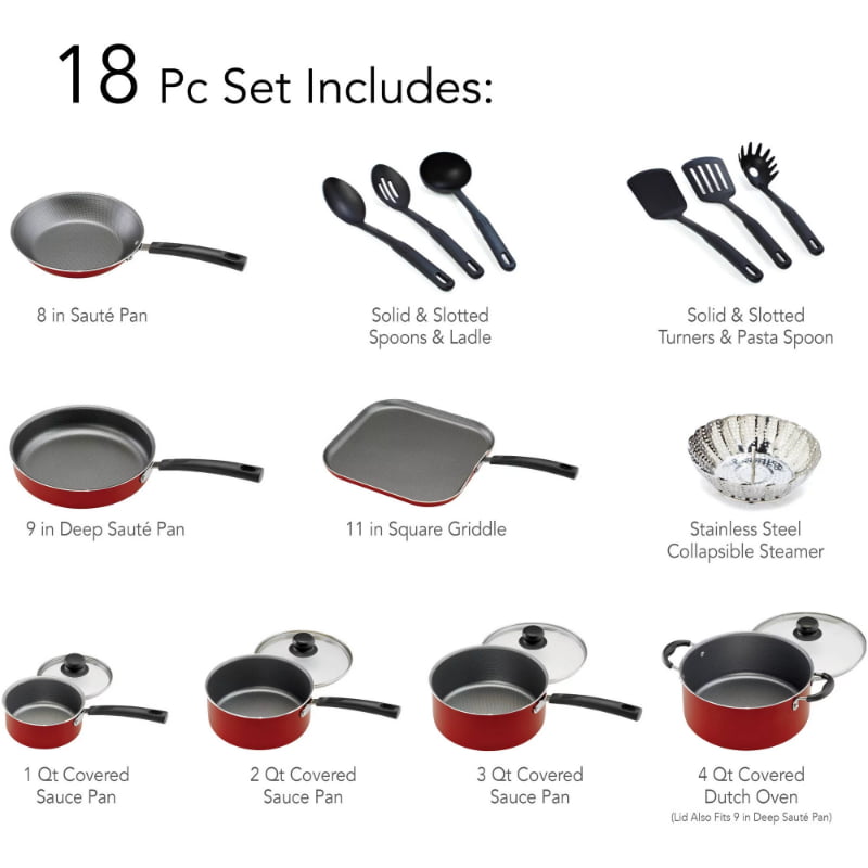 Umall's Primaware 18 Piece Non-stick Cookware Set