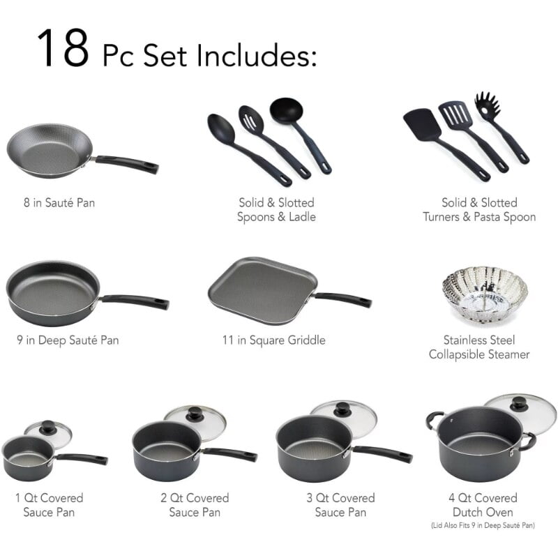 Umall's Primaware 18 Piece Non-stick Cookware Set