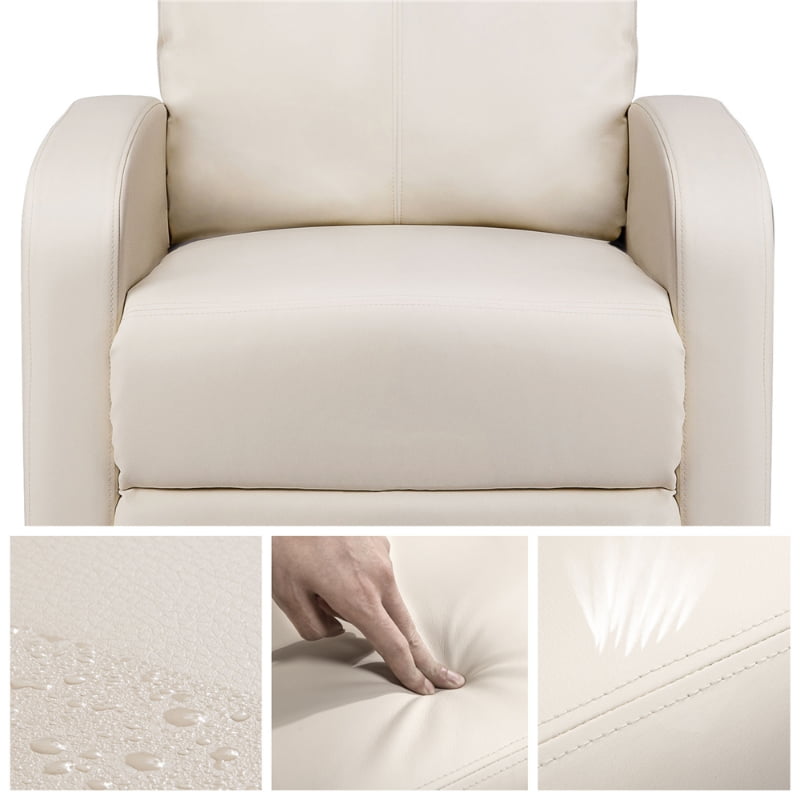 Easyfashion Faux Leather Push Back Theater Recliner Sofa Waterproof Leisure Lazy Single Sofa For Living Room Bedroom