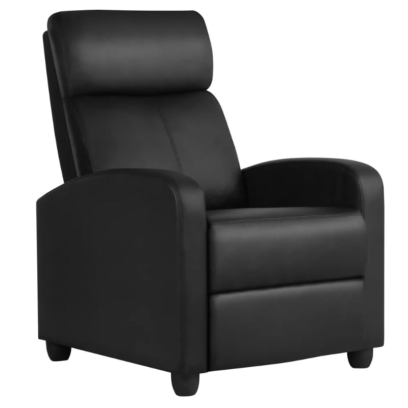 Easyfashion Faux Leather Push Back Theater Recliner Sofa Waterproof Leisure Lazy Single Sofa For Living Room Bedroom
