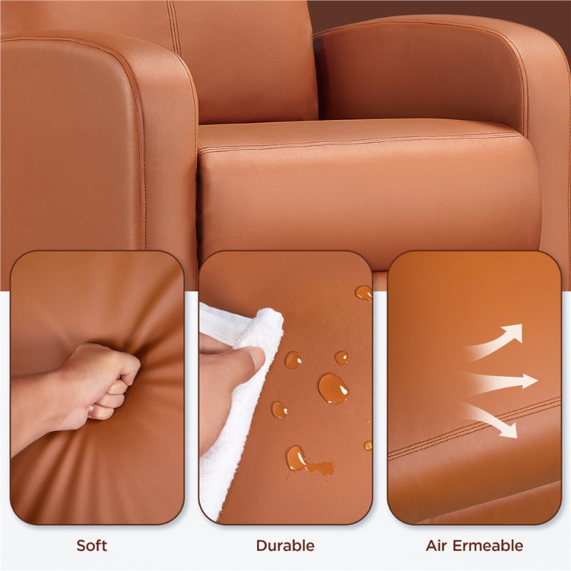 Easyfashion Faux Leather Push Back Theater Recliner Sofa Waterproof Leisure Lazy Single Sofa For Living Room Bedroom