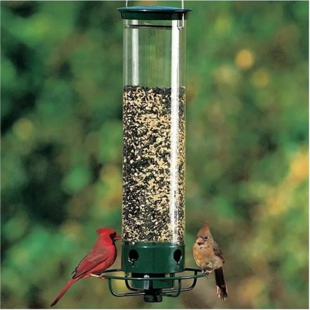 Non Electric Bird Feeders Integrated Solid Base Geometry Swivel Anti Squirrel Metal Iron Art Self Water Feeder Pet Products
