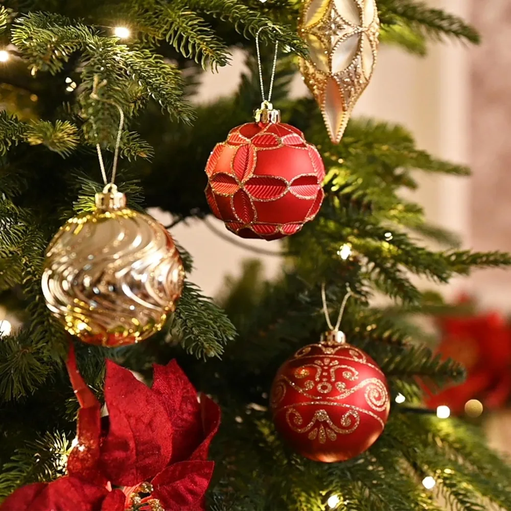 40ct Luxury Red and Gold Christmas Ball Ornaments, Shatterproof Christmas Tree Ornaments for Xmas Decoration Free Shipping