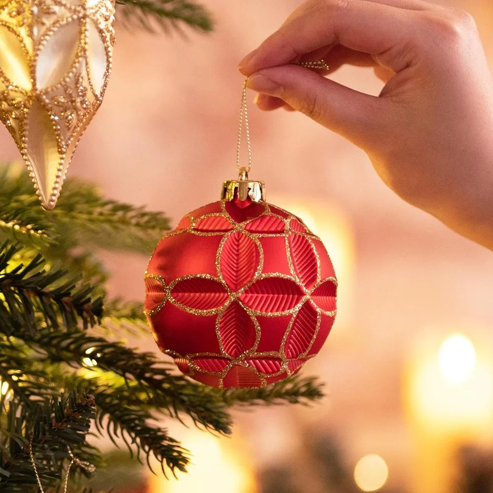 40ct Luxury Red and Gold Christmas Ball Ornaments, Shatterproof Christmas Tree Ornaments for Xmas Decoration Free Shipping