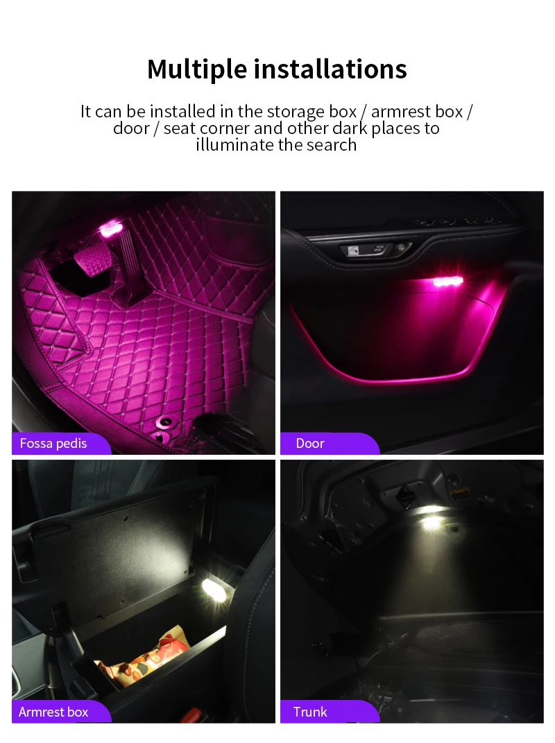 Car Reading Lamp Wireless Magnetic Touch Sensor LED Light 7 Colors USB Charging Interior Roof Lighting Decorative Night Light
