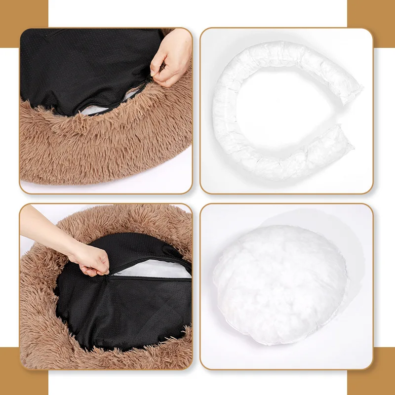 Removable Dog Bed Long Plush Cat Dog Beds for Small Large Dogs Cushion Sofa Winter Warm Pet Kennel Fluffy Sleeping Dogs Beds Mat