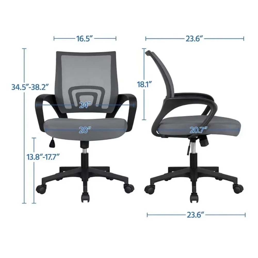 Adjustable Mid Back Mesh Swivel Office Chair With Armrests Black Computer Armchair Furniture Chairs Gaming Cheap Cushion