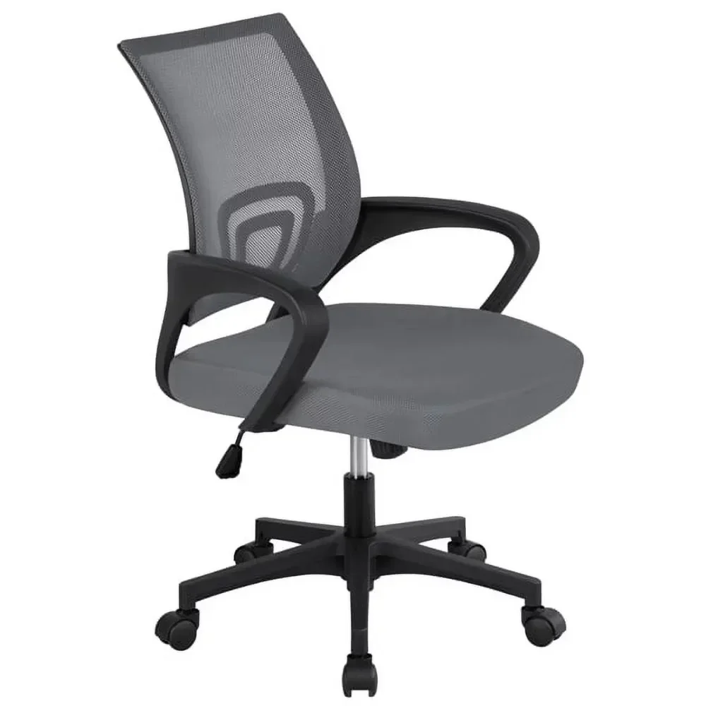 Adjustable Mid Back Mesh Swivel Office Chair With Armrests Black Computer Armchair Furniture Chairs Gaming Cheap Cushion