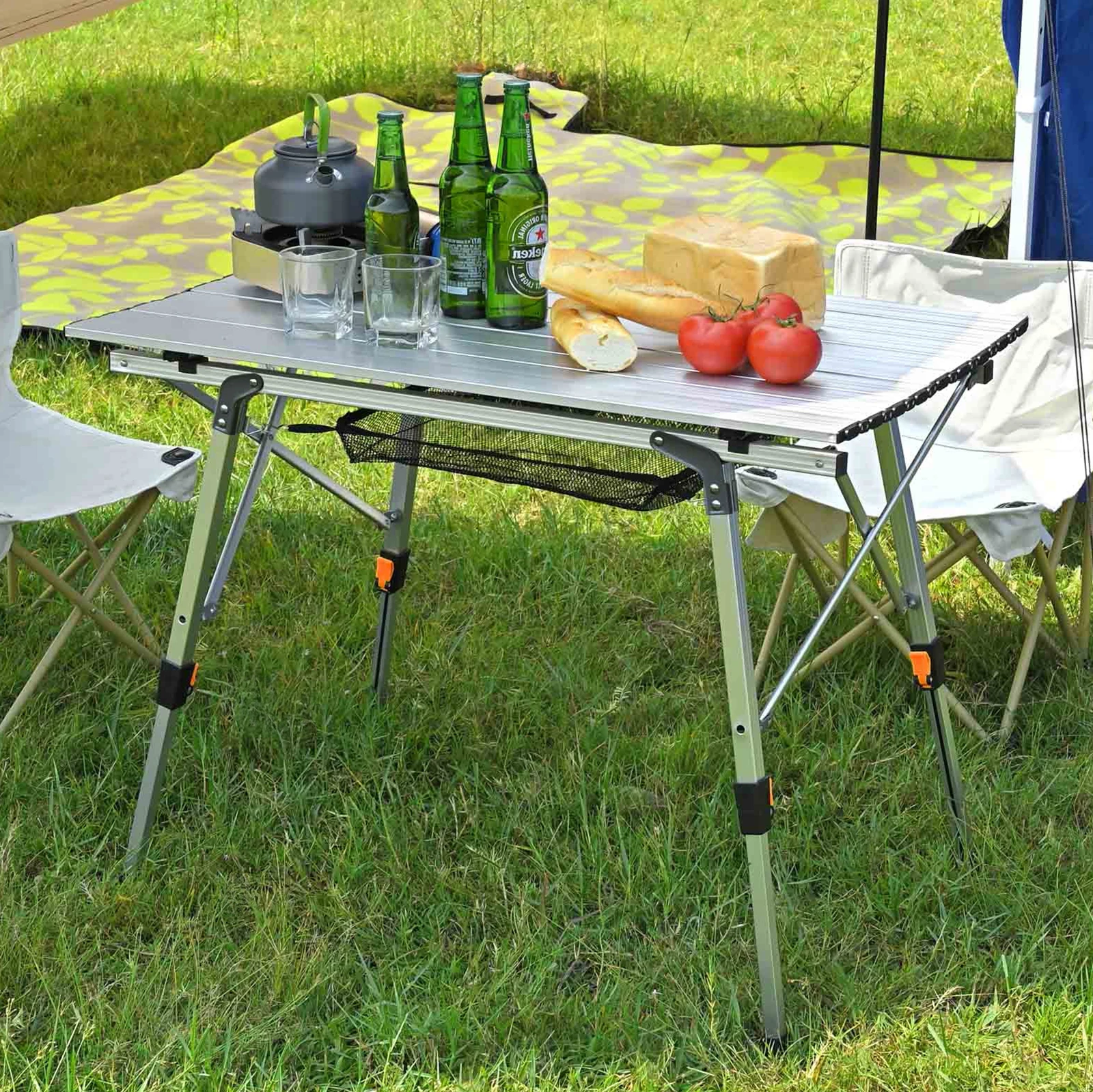 Portable Outdoor Camping Table, Multifunctional Portable Aluminum Table, Picnic Table with Under Table Mesh Storage Portable Outdoor Camping Table, Multifunctional Portable Aluminum Table, Picnic Table with Under Table Mesh Storage