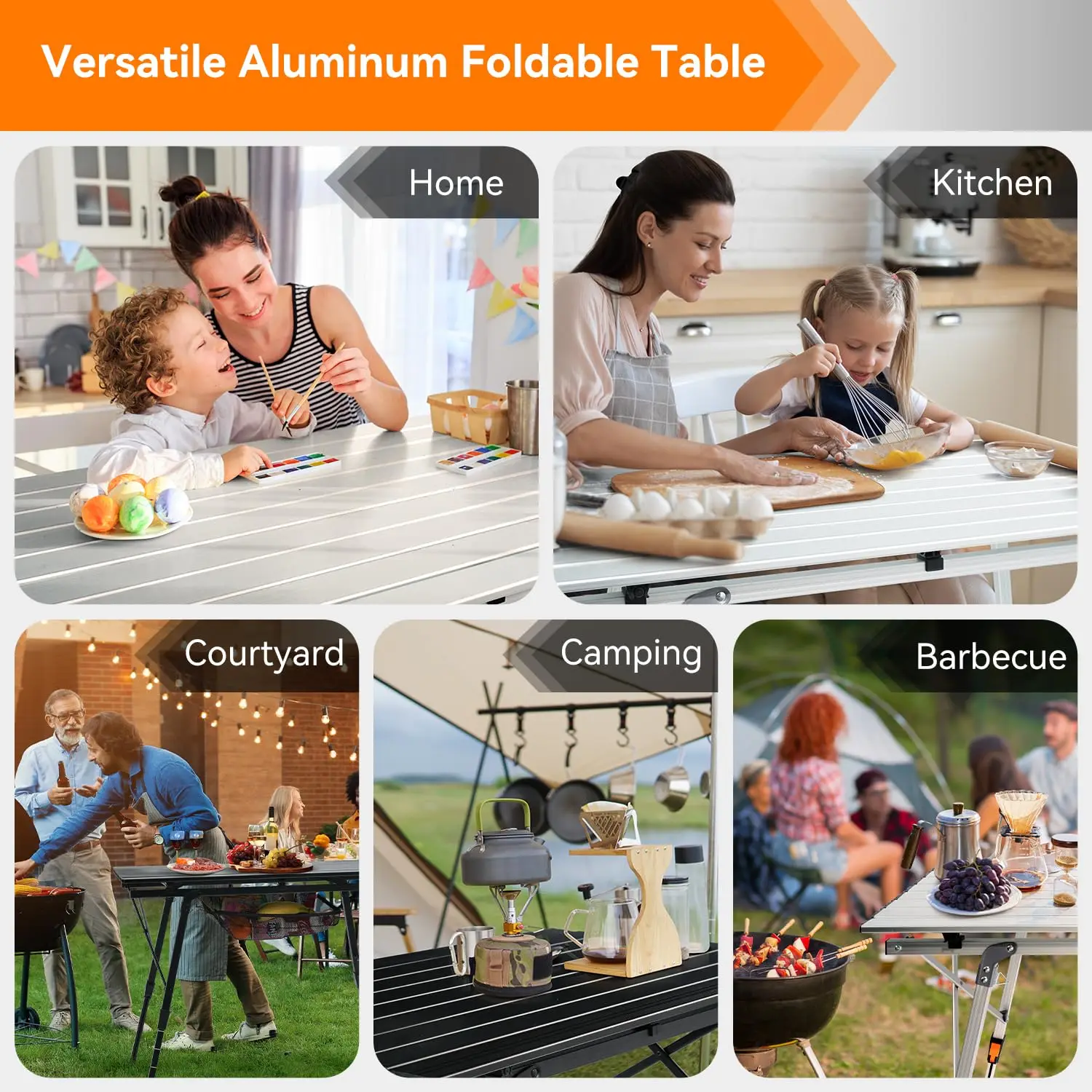 Portable Outdoor Camping Table, Multifunctional Portable Aluminum Table, Picnic Table with Under Table Mesh Storage Portable Outdoor Camping Table, Multifunctional Portable Aluminum Table, Picnic Table with Under Table Mesh Storage
