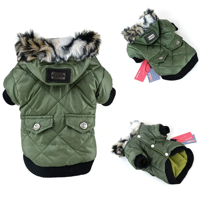 Winter Dog Jacket – Windproof Hooded Coat for Small to Medium Dogs (XS–XXL) green