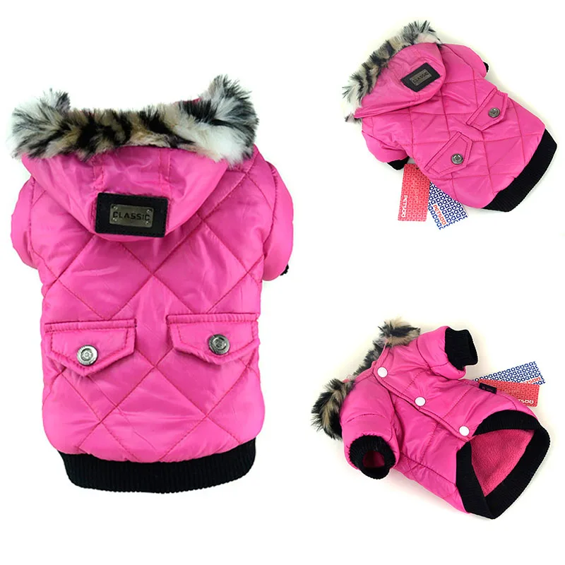 Winter Dog Jacket – Windproof Hooded Coat for Small to Medium Dogs (XS–XXL) pink