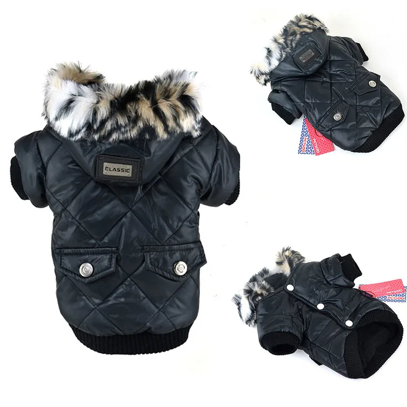 Winter Dog Jacket – Windproof Hooded Coat for Small to Medium Dogs (XS–XXL) black